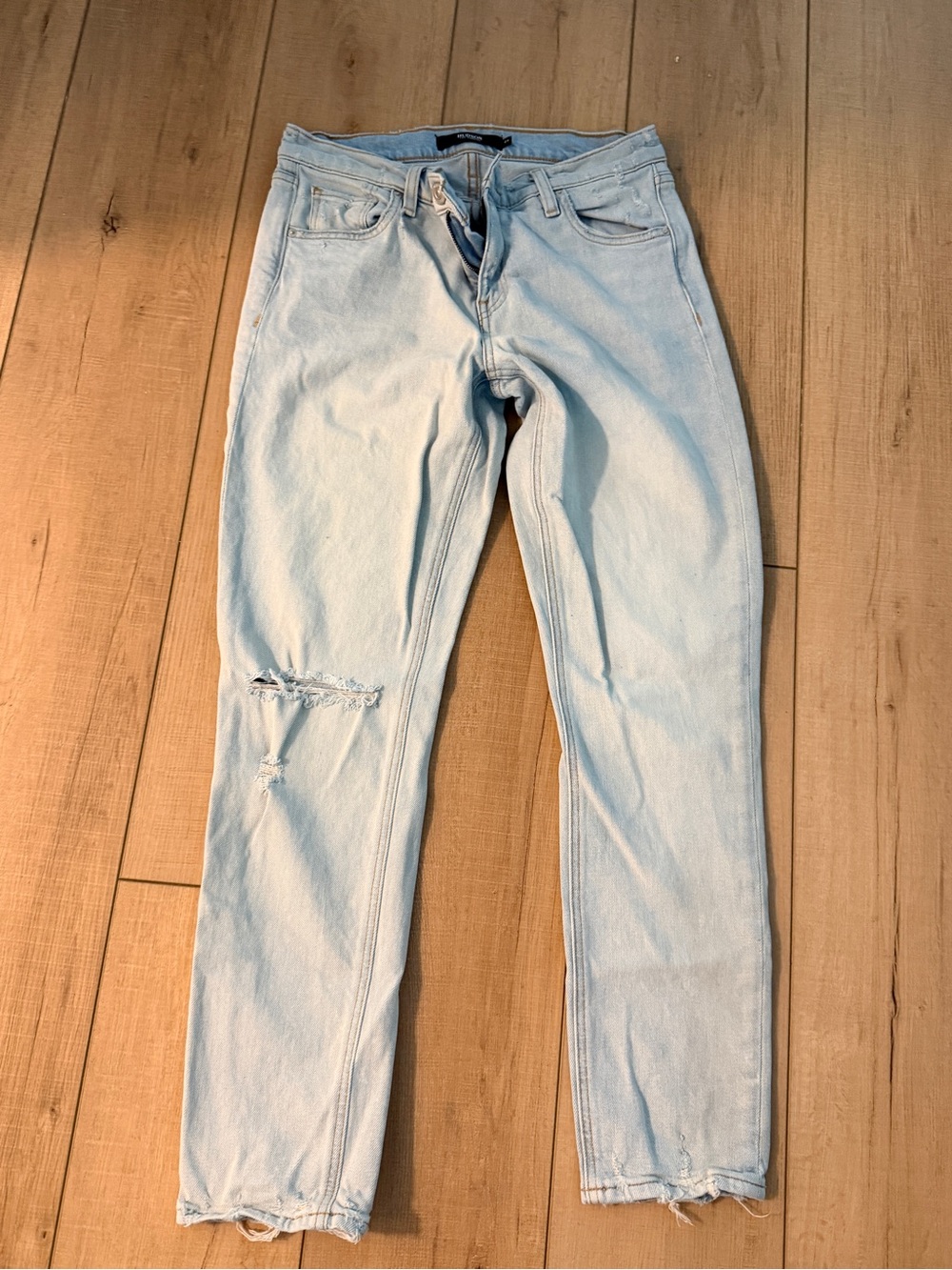 Hudson Jeans Light Blue Boyfriend Jeans with Knee Distress